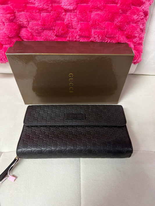 Pre Loved Gucci brown Micoguccissima Long  zipper wallet #212