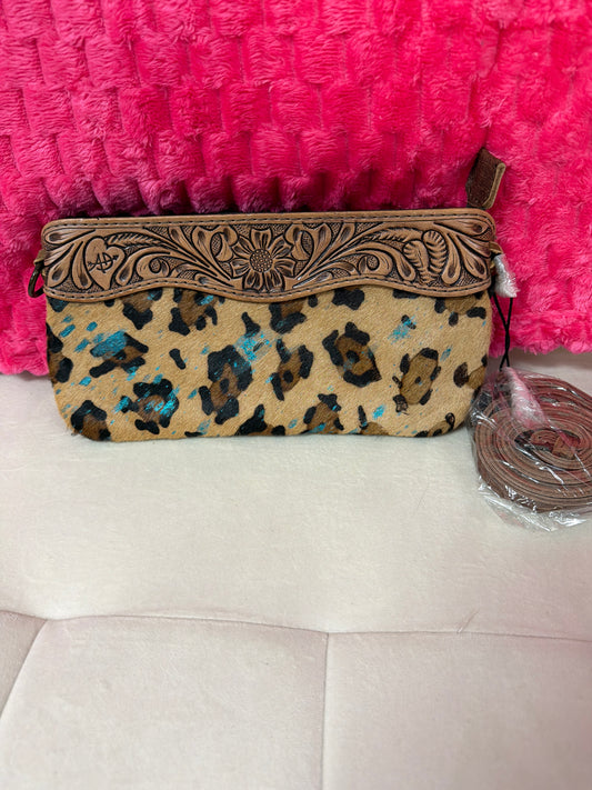 American Darling clutch/crossbody leopard cowhide