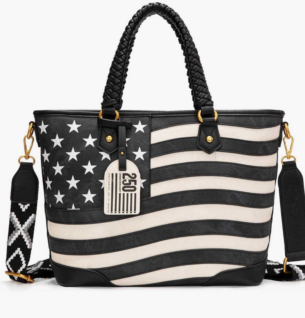Montana West American Flag Braided Concealed Carry Tote Bag 250th edition