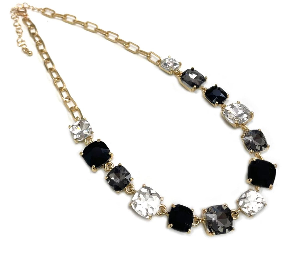 Crystal and Gold Chain Necklace 16-18"