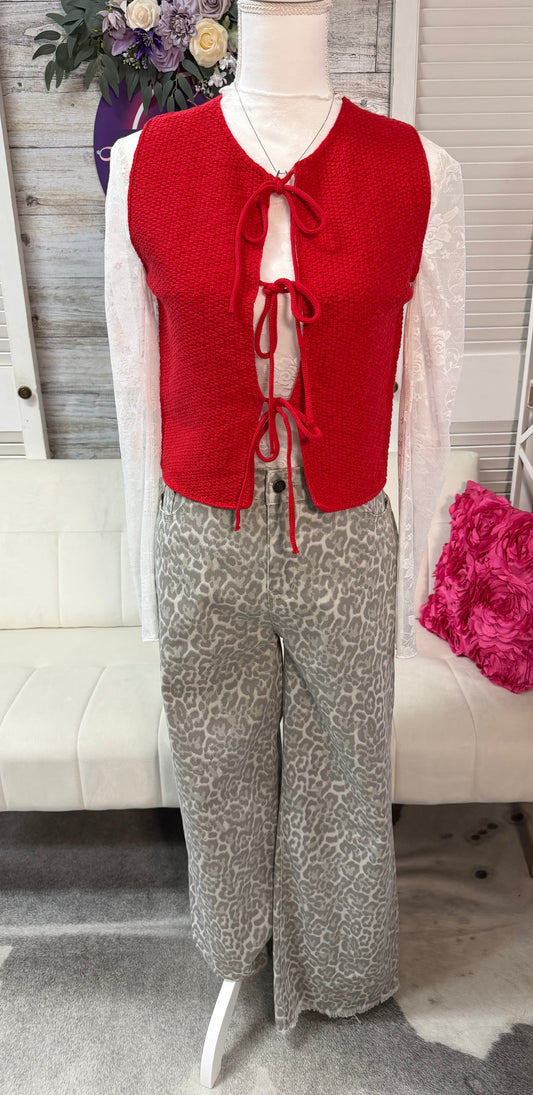 Tie front sweater vest