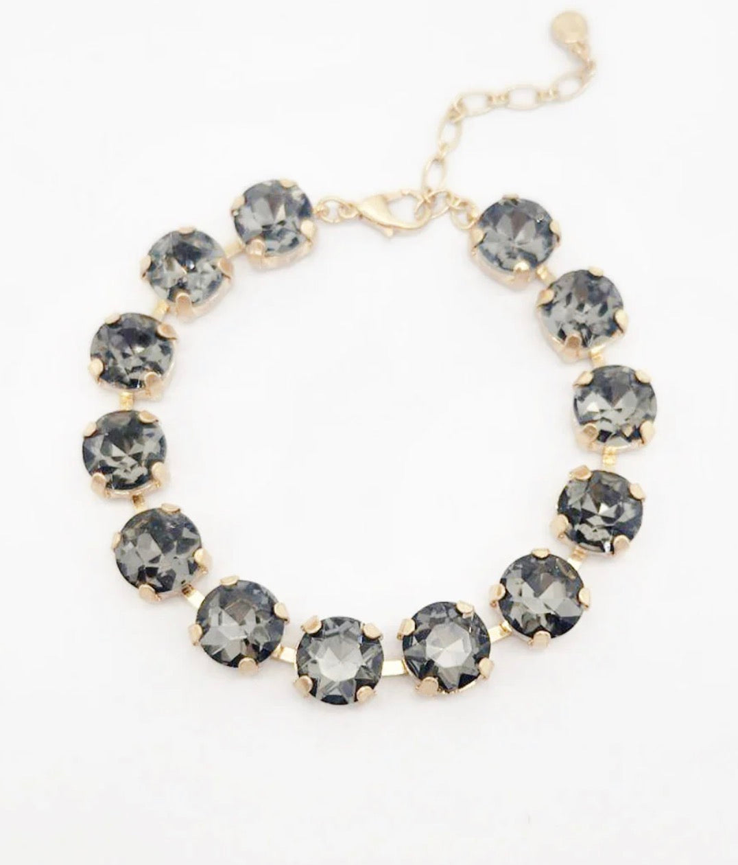 Square stone gold hinged clasp bracelet