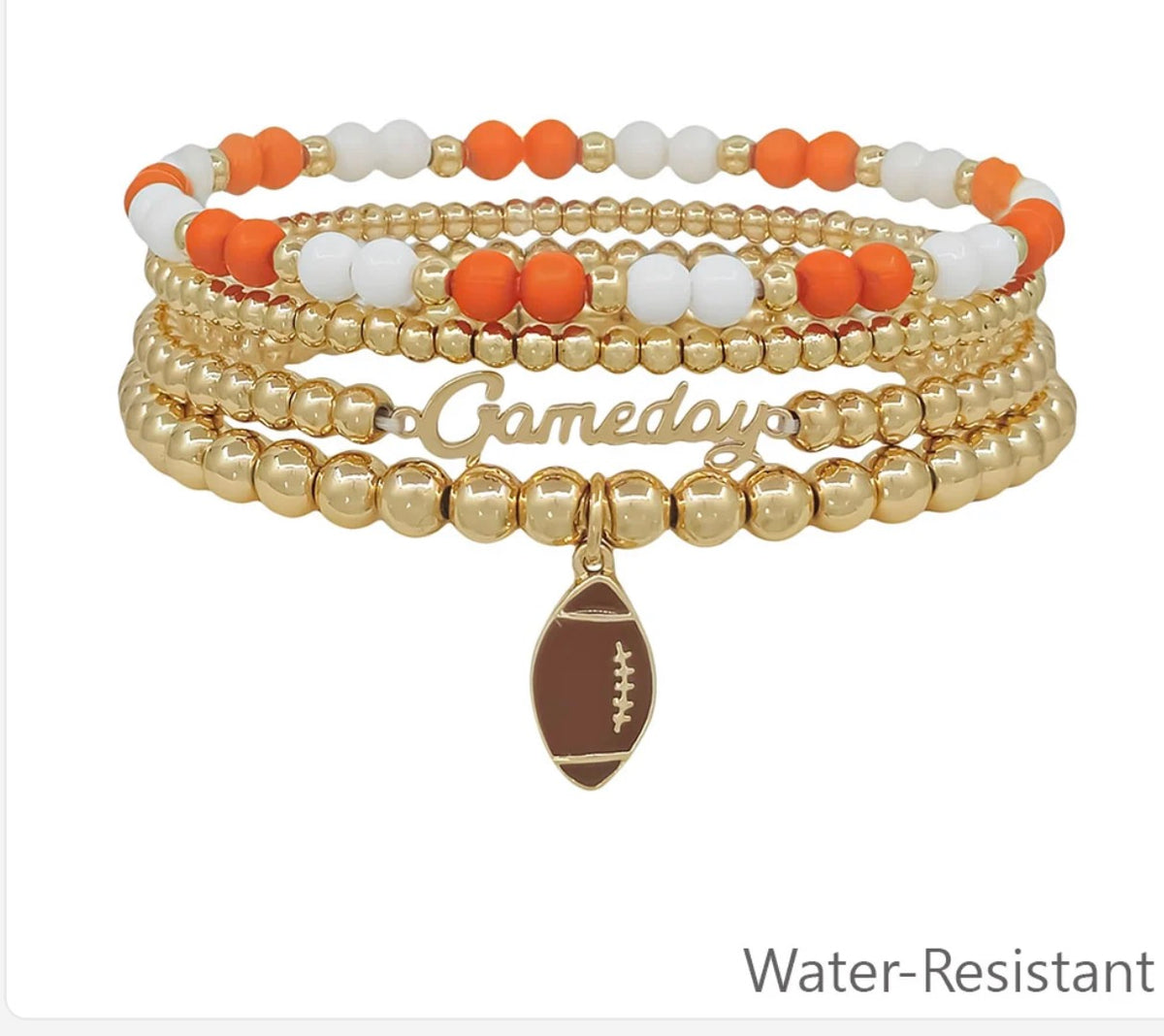 Game Day Bracelet set Water resistant with football charm