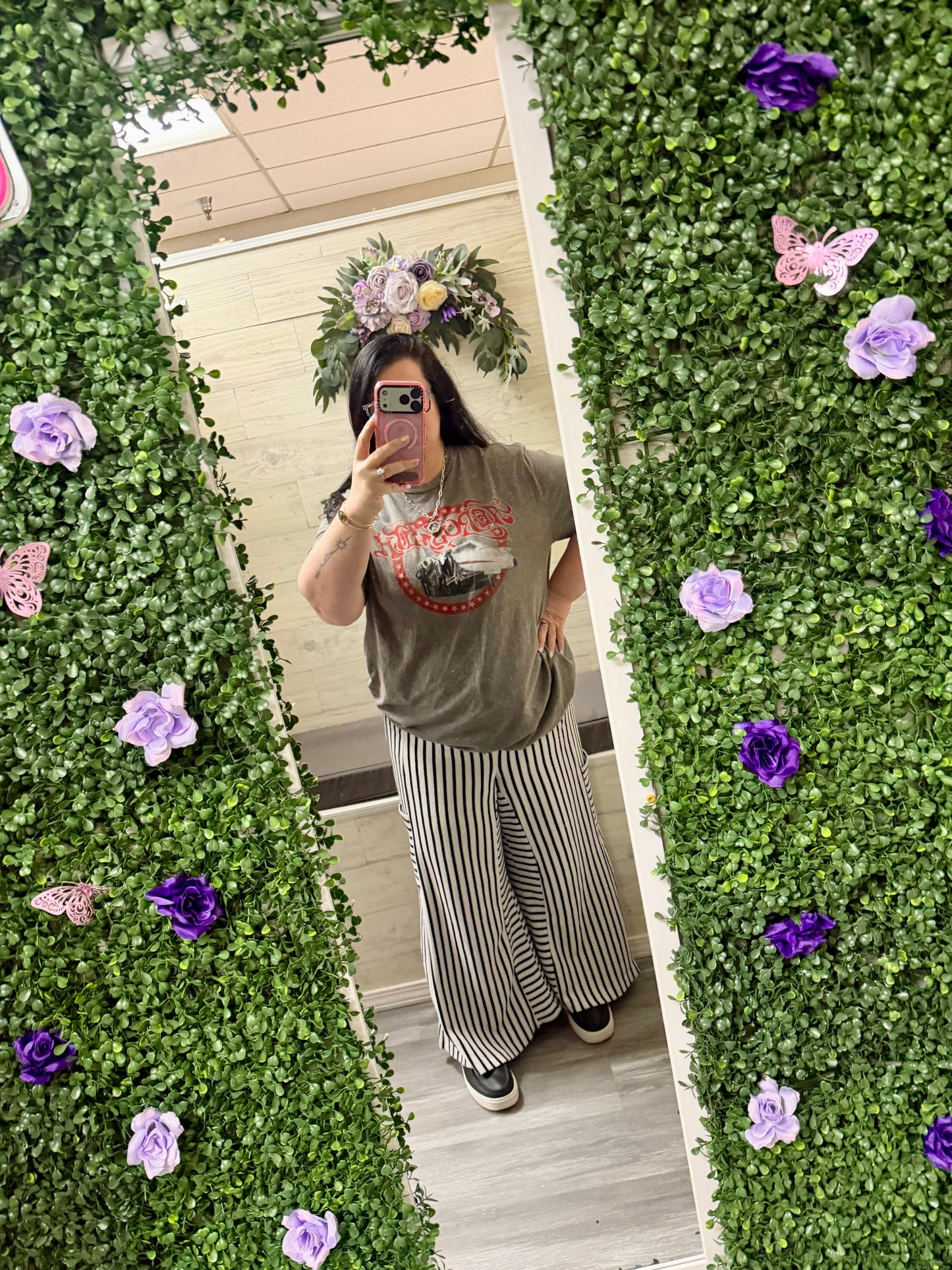 Striped wide leg pants
