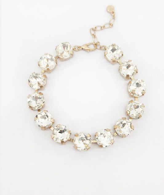 Square stone gold hinged clasp bracelet