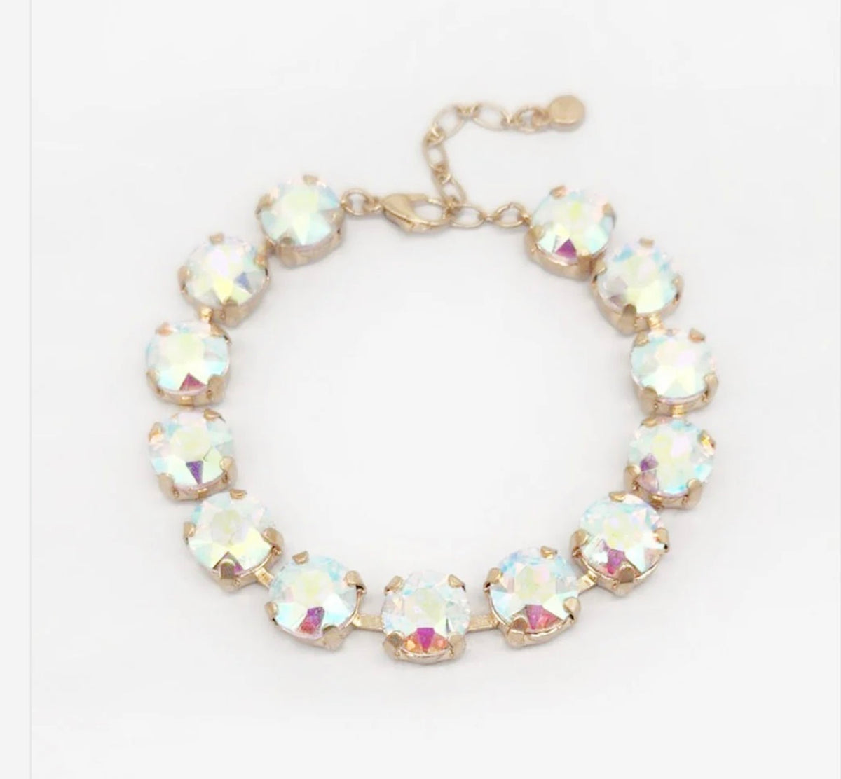 Square stone gold hinged clasp bracelet