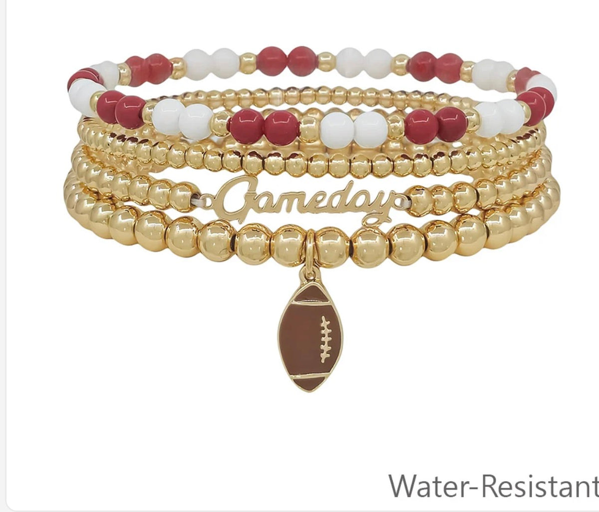Game Day Bracelet set Water resistant with football charm