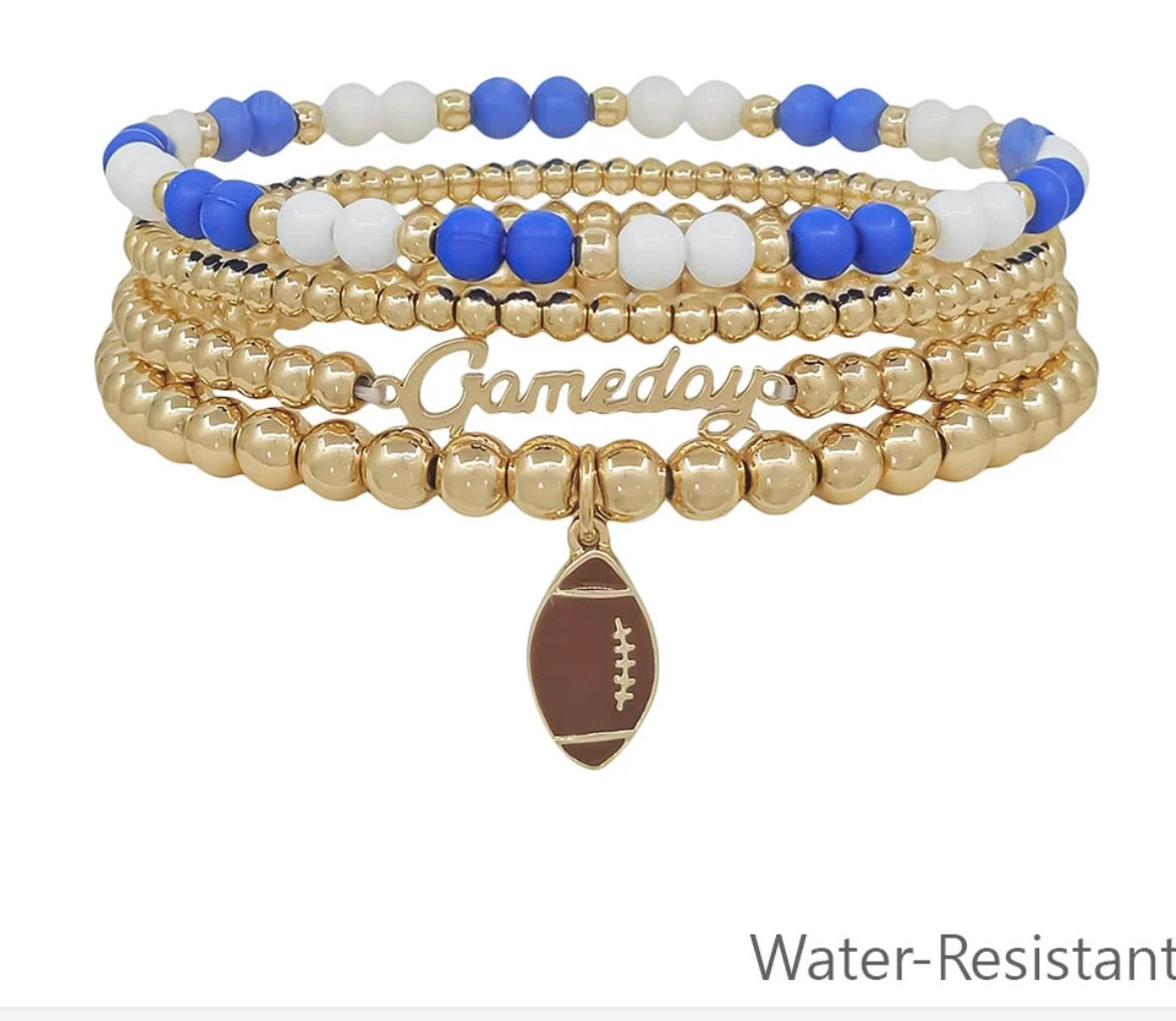Game Day Bracelet set Water resistant with football charm