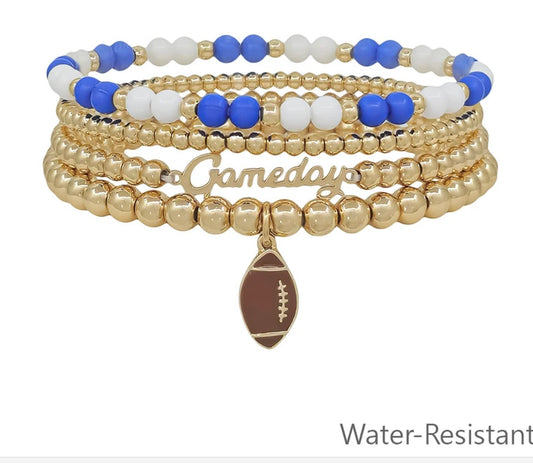Game Day Bracelet set Water resistant with football charm