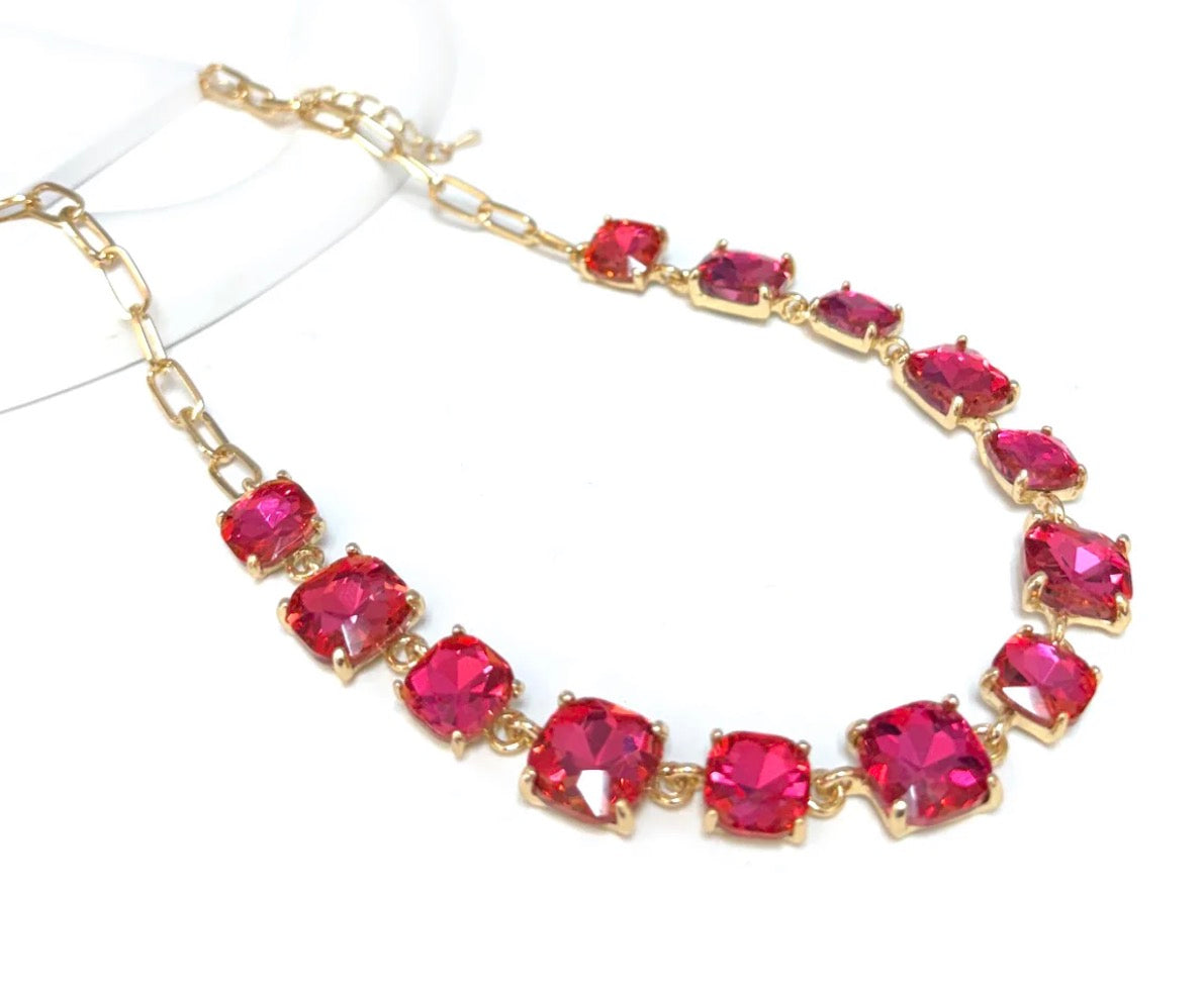 Crystal and Gold Chain Necklace 16-18"