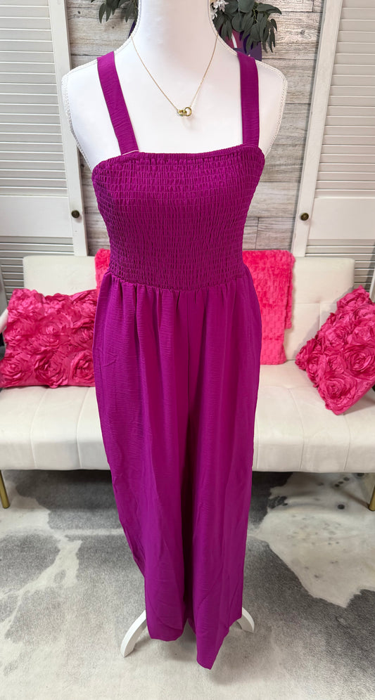 Orchid Smocked square neck jumpsuit w pockets