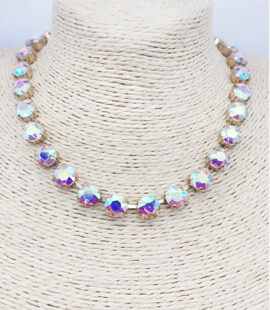 Crystal stone necklace 16-18"