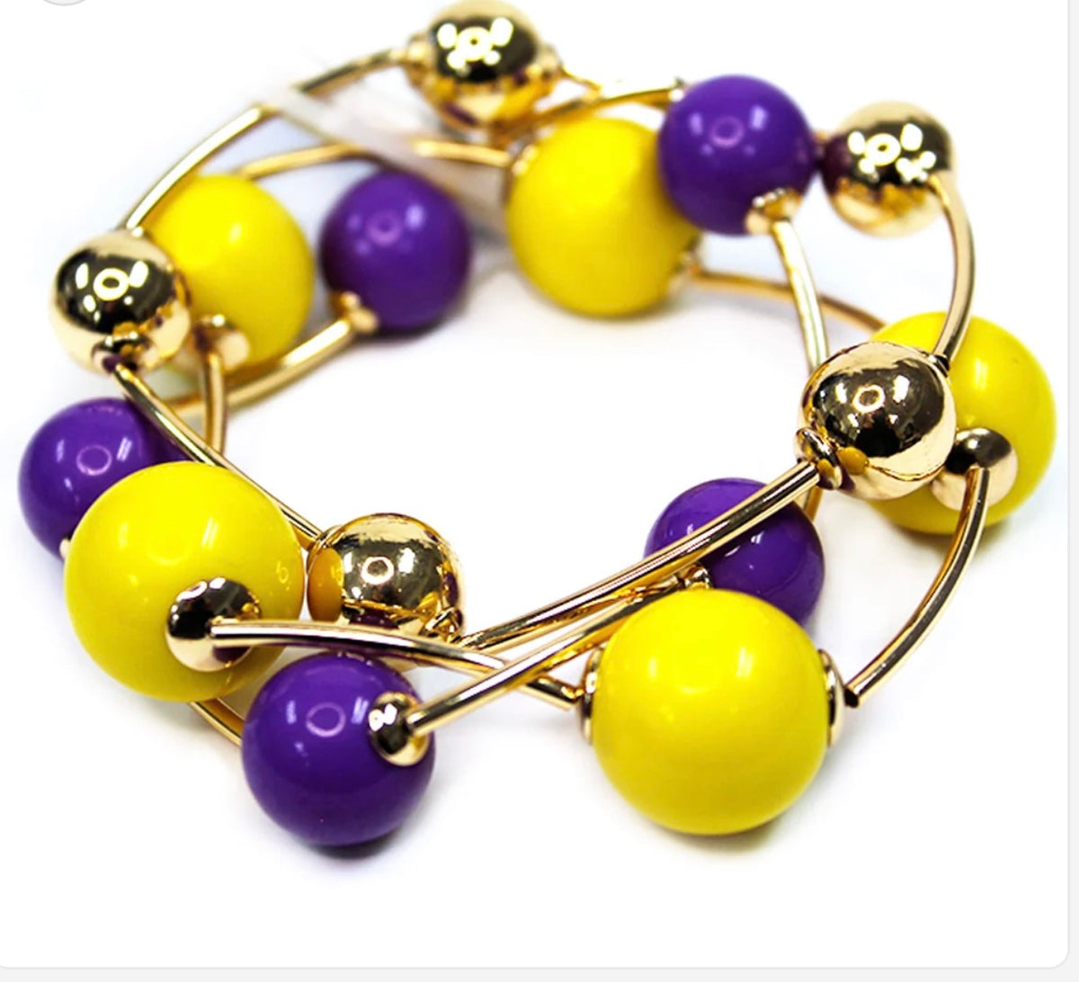 Game Day Gold Ball set stretch bracelets