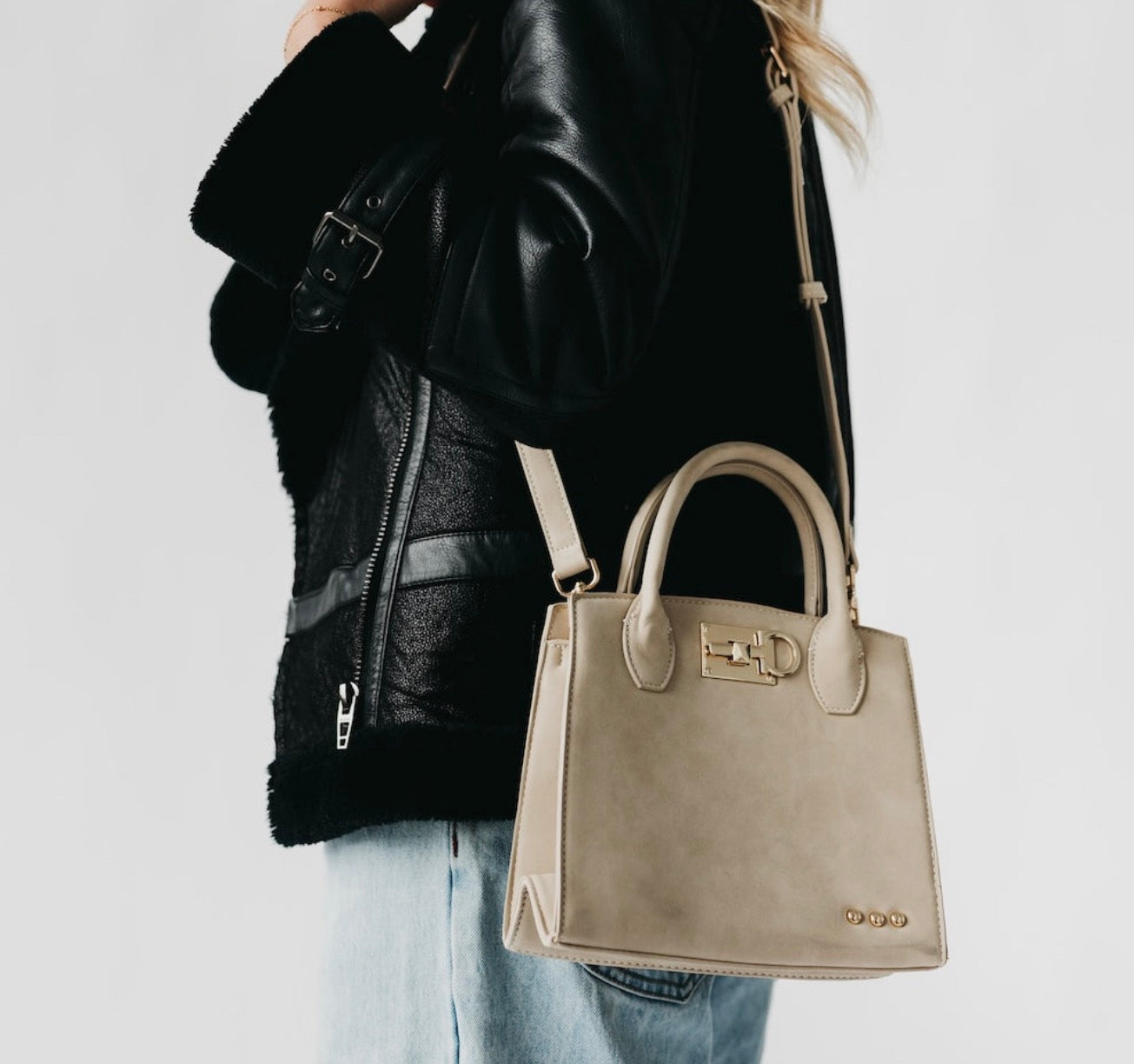 Nixie Nubuck small tote w crossbody