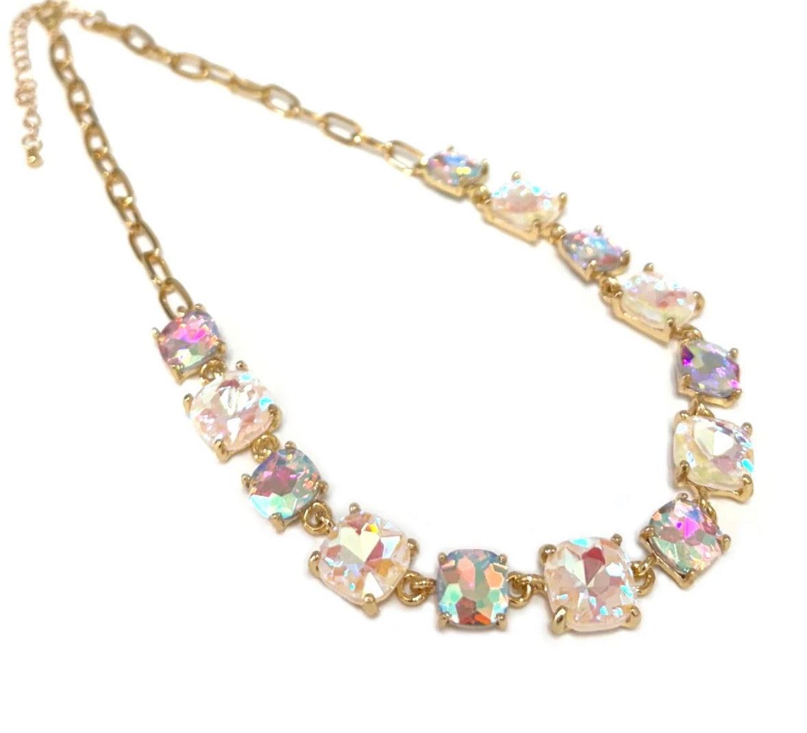 Crystal and Gold Chain Necklace 16-18"