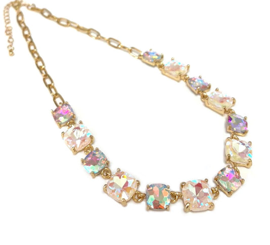 Crystal and Gold Chain Necklace 16-18"