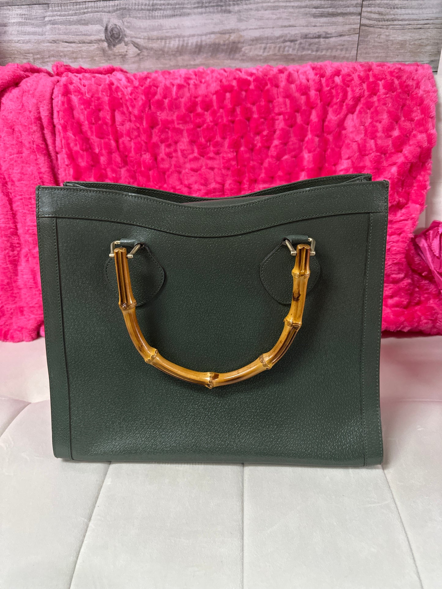 Gucci Emerald Green Bamboo handle Diana #107