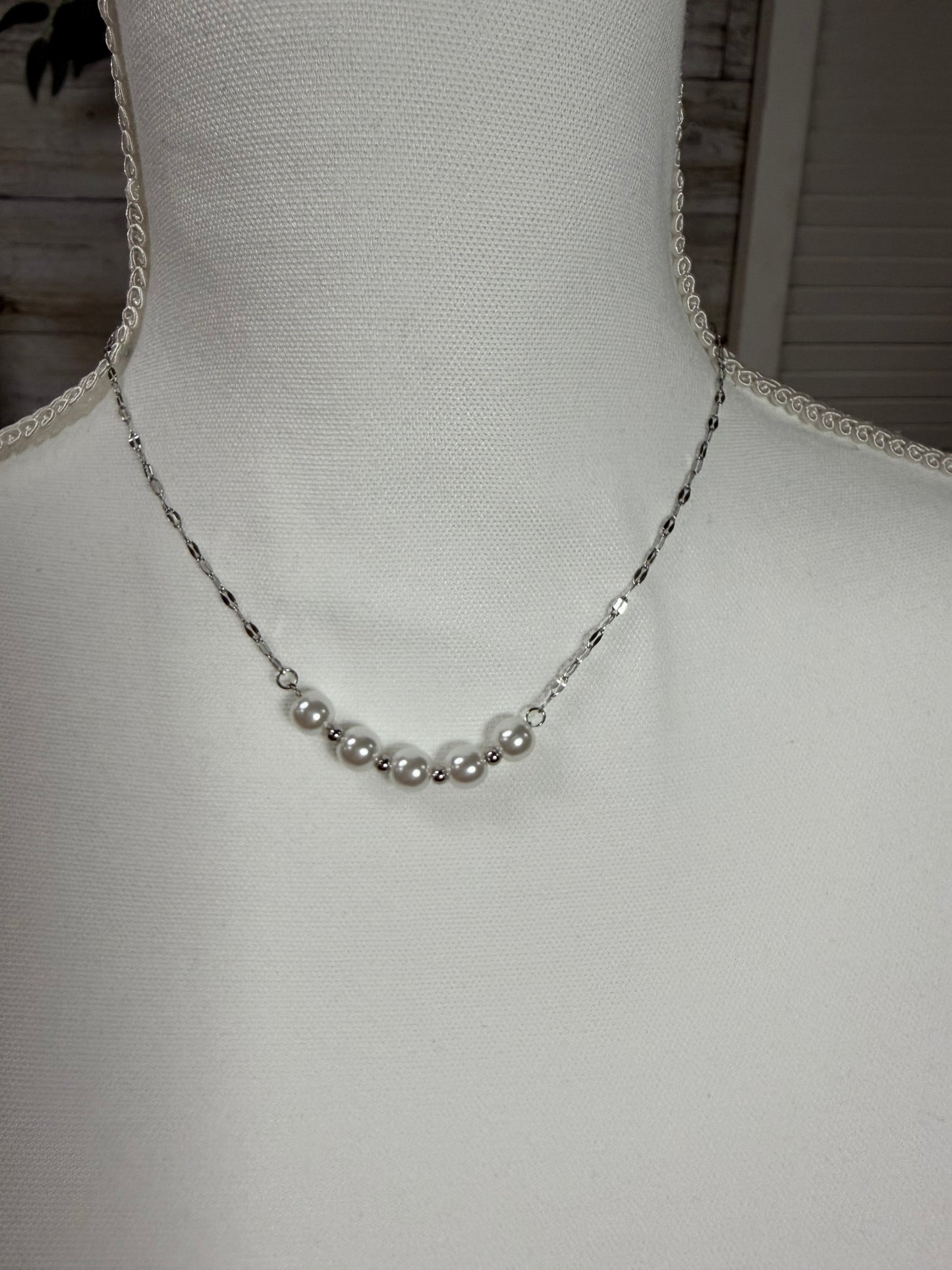 Waterproof non tarnish stainless steel necklace silver Mia