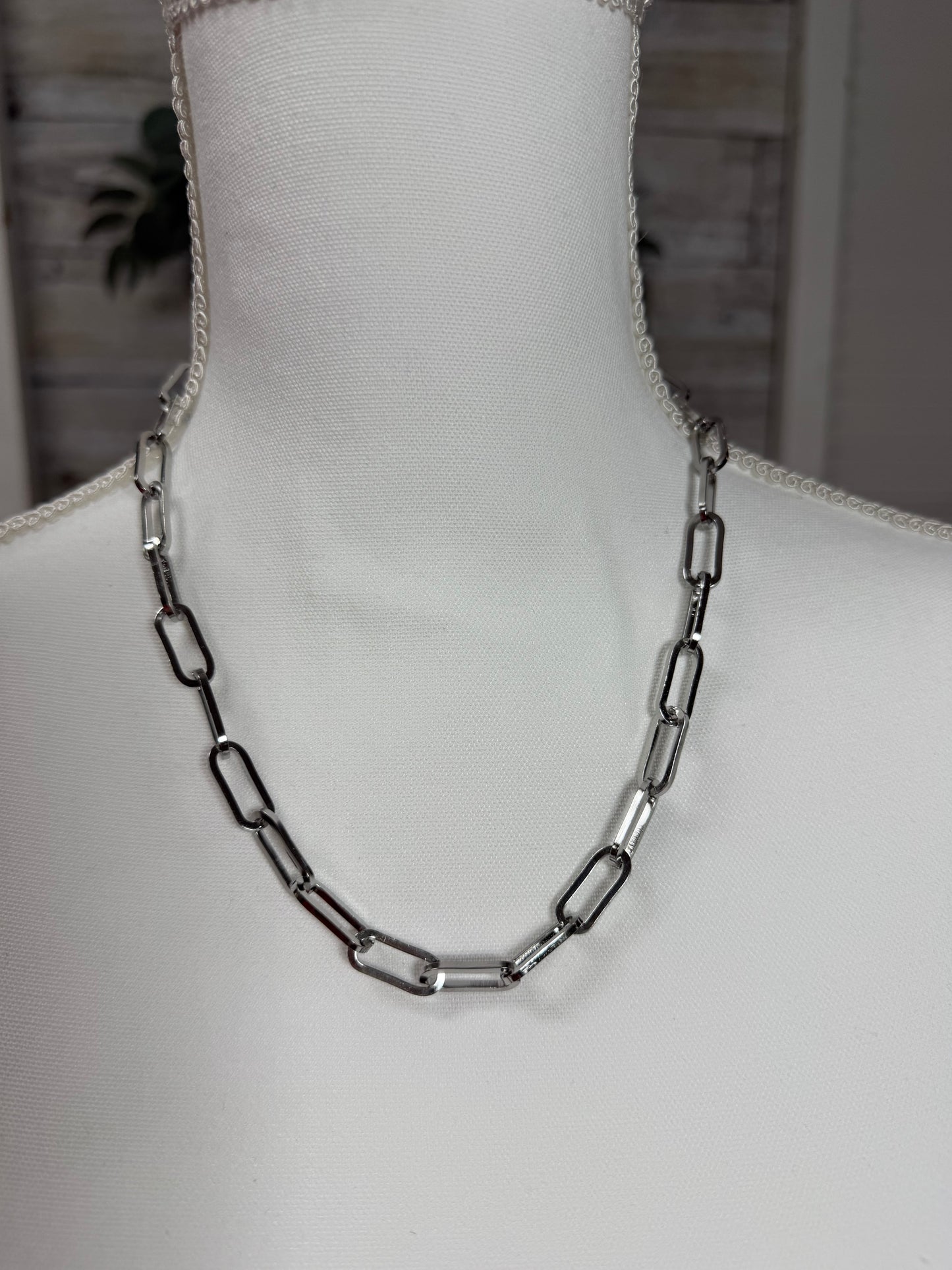 Waterproof non tarnish steel silver chain necklace MIA