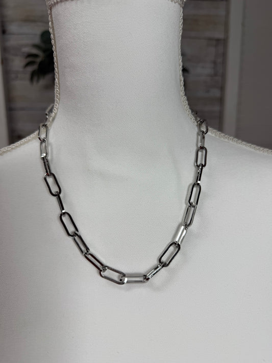 Waterproof non tarnish steel silver chain necklace MIA