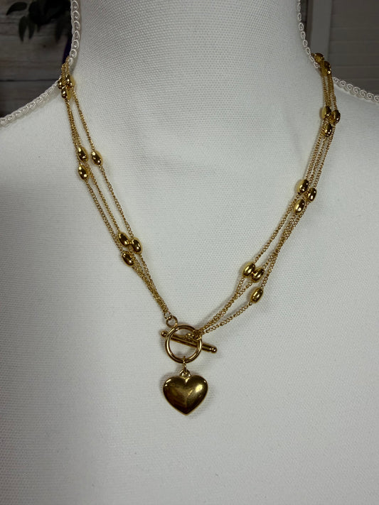 18K non tarnish stainless steel heart toggle MIA