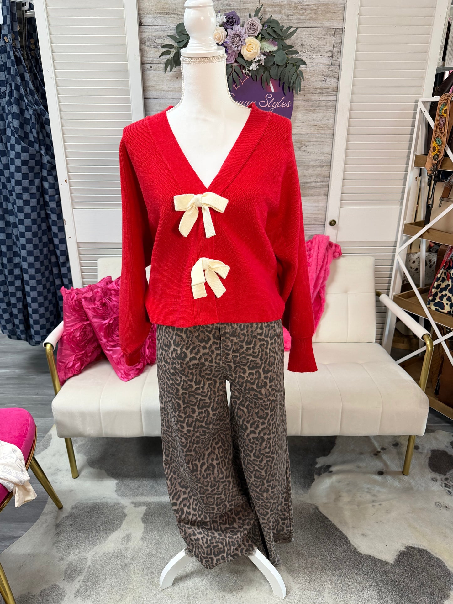 Leopard frayed edge wide leg high waist