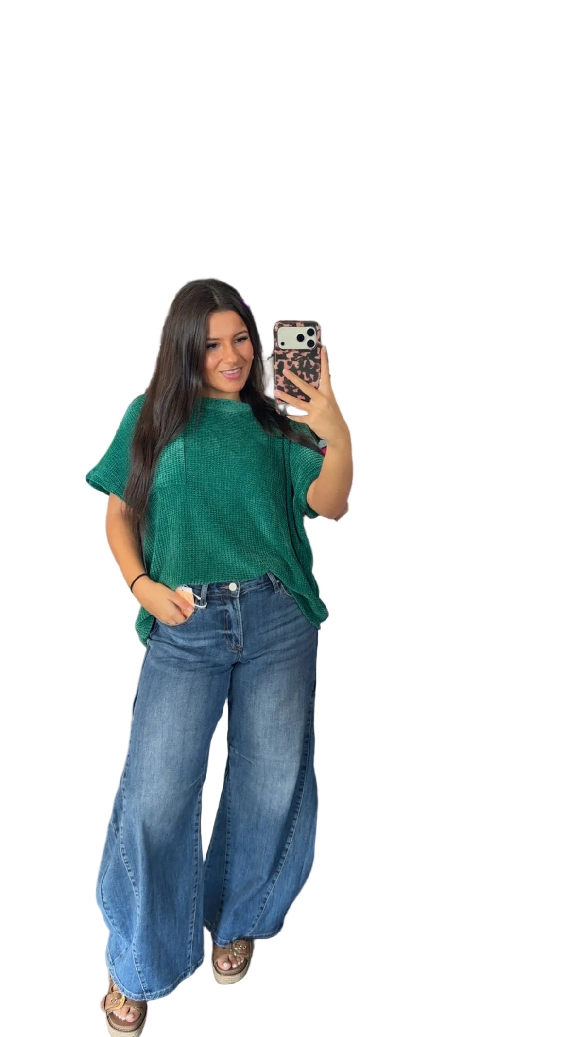 Chenille Waffle Short Sleeve Sweater