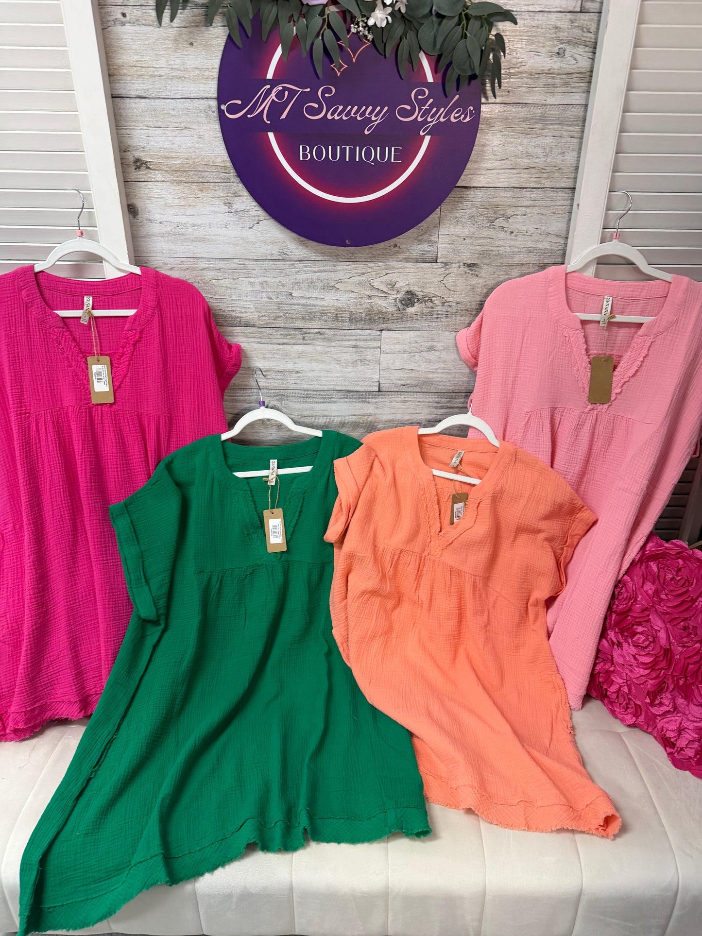 Double Gauze Raw edge Dress