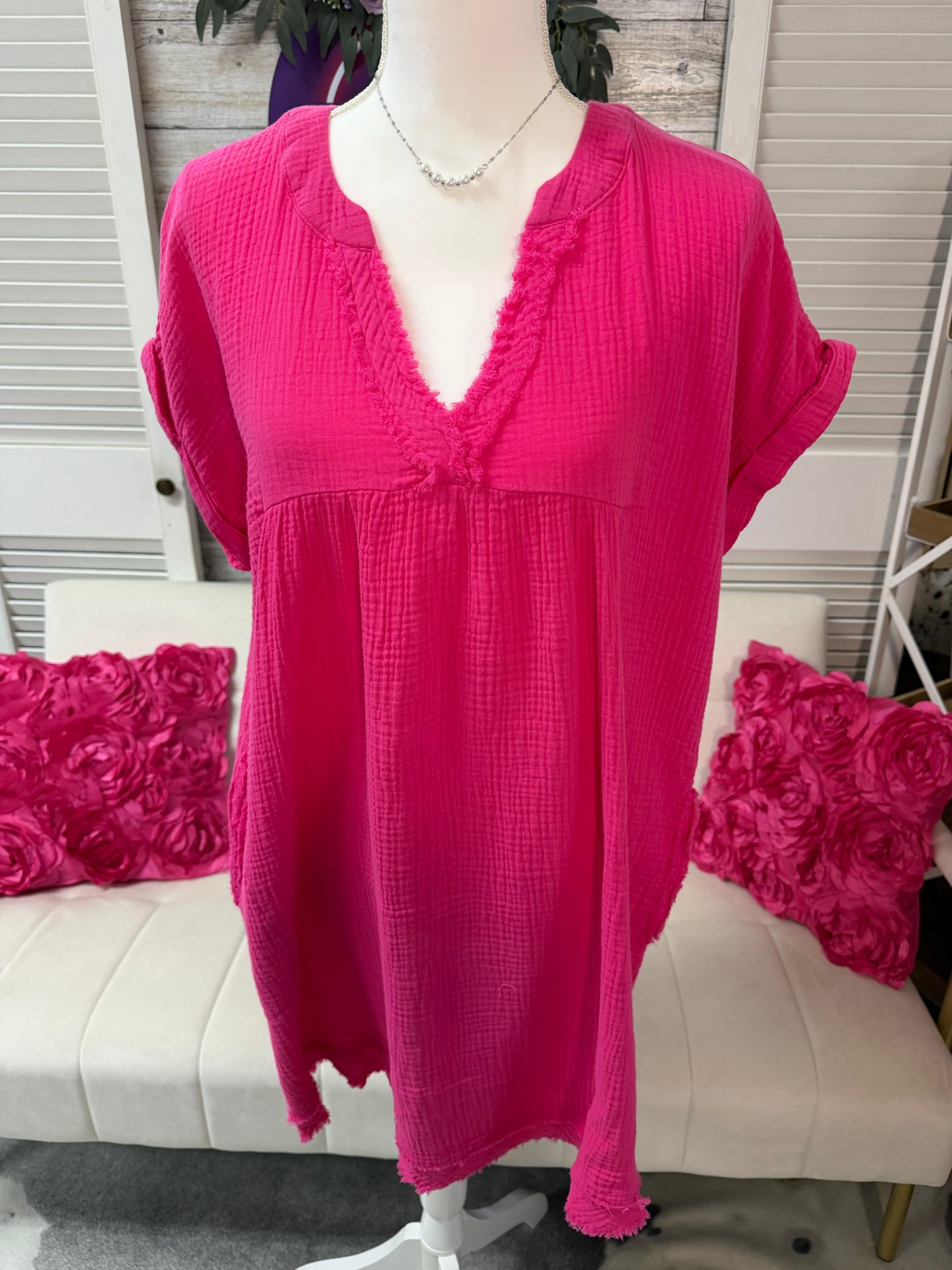Double Gauze Raw edge Dress