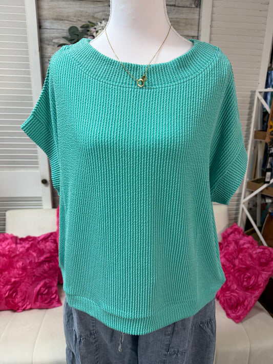 Raised rib cap sleeve top