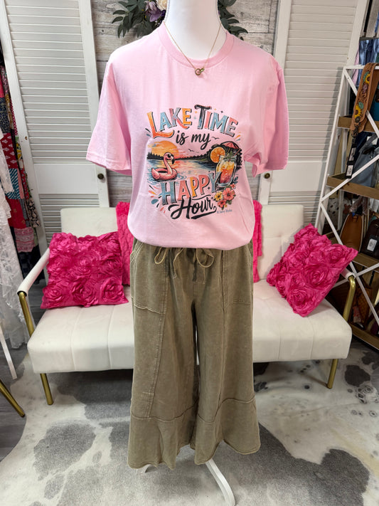 EXPOSED-SEAM FLARE HEM PANTS WITH POCKETS
