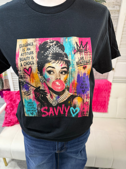 Custom Popart Savvy Shirt Bad A*** on it