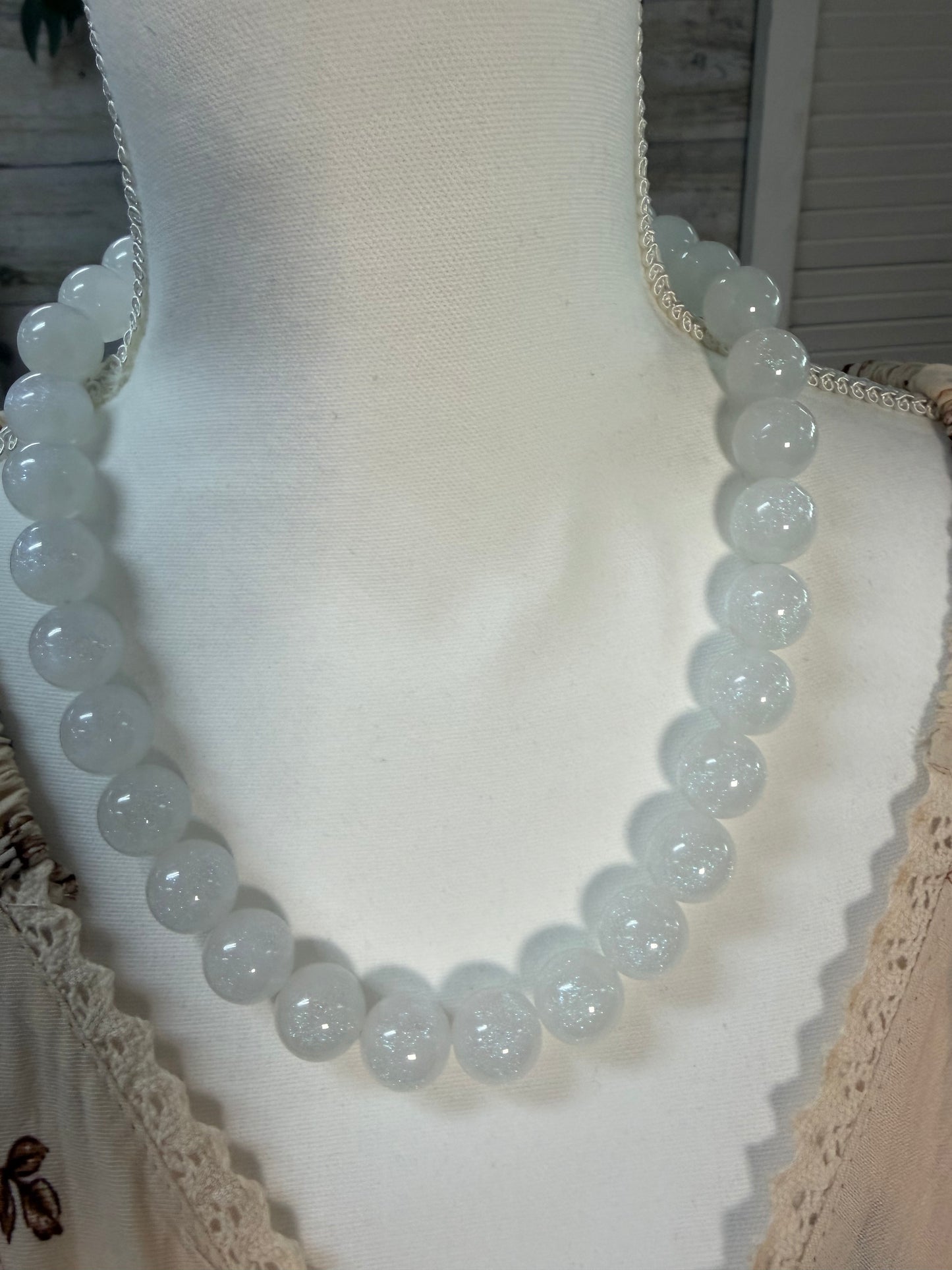 Chunky Round glitter bead necklace with earrings