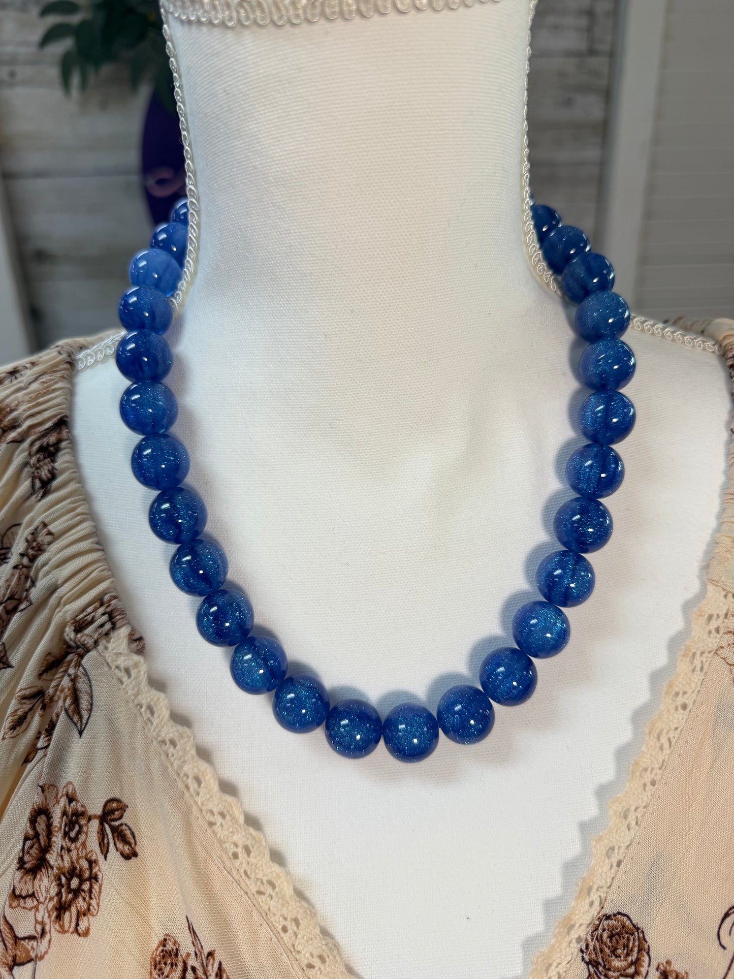 Chunky Round glitter bead necklace with earrings