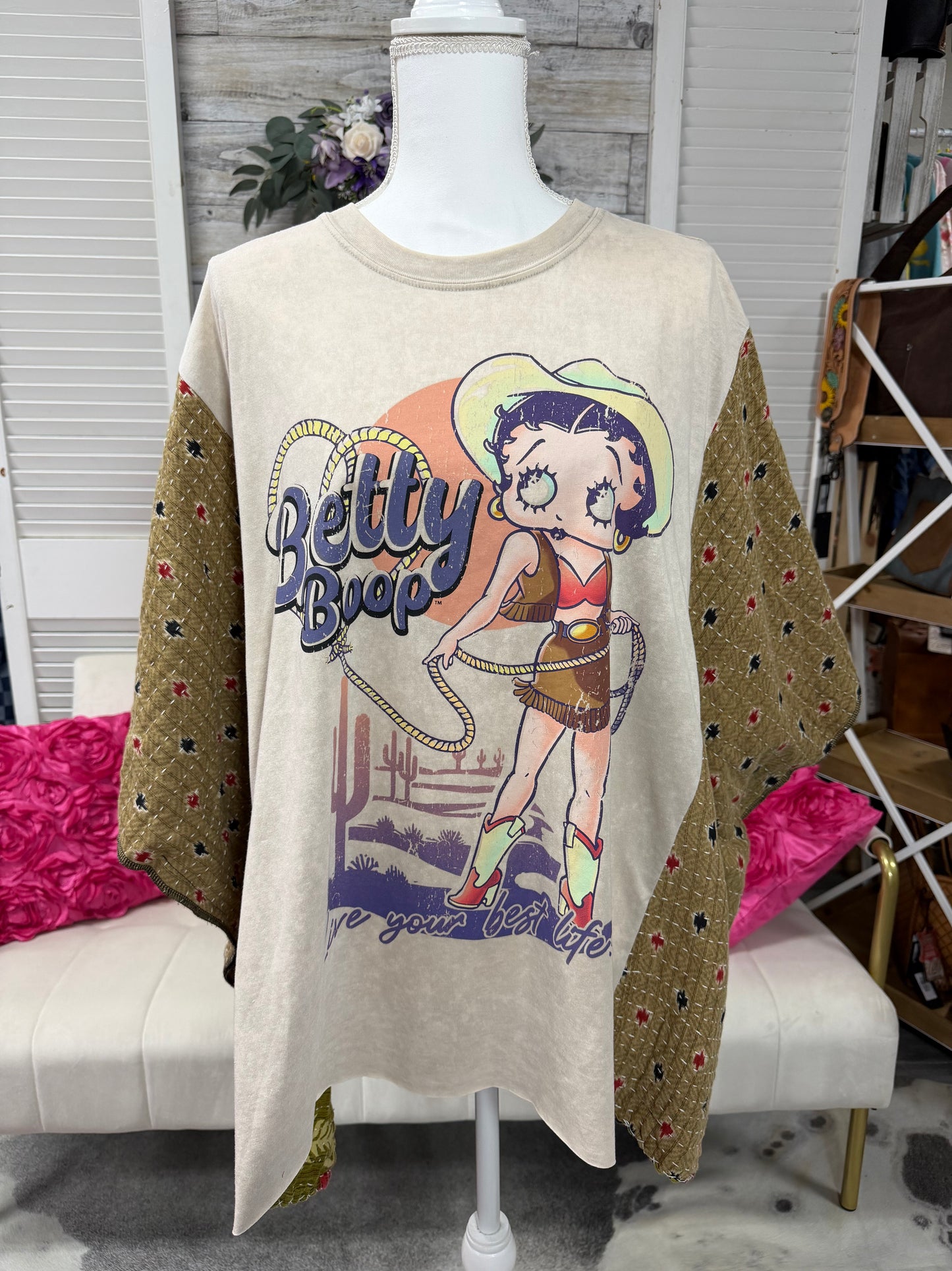 One-of-a-Kind Upcycled Band Tee with Quilt Sleeves