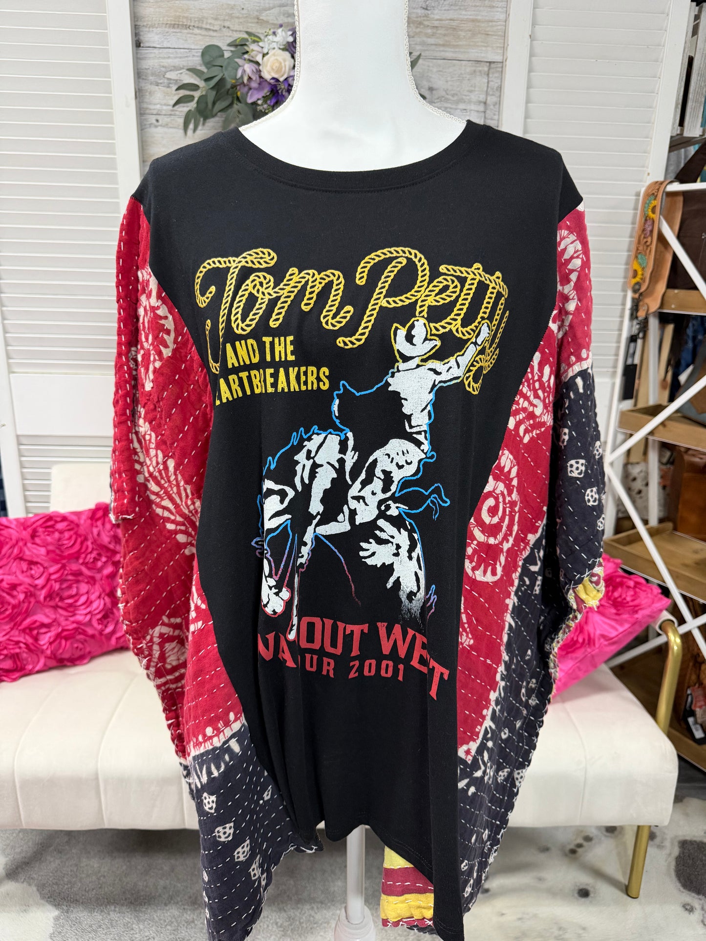 One-of-a-Kind Upcycled Band Tee with Quilt Sleeves