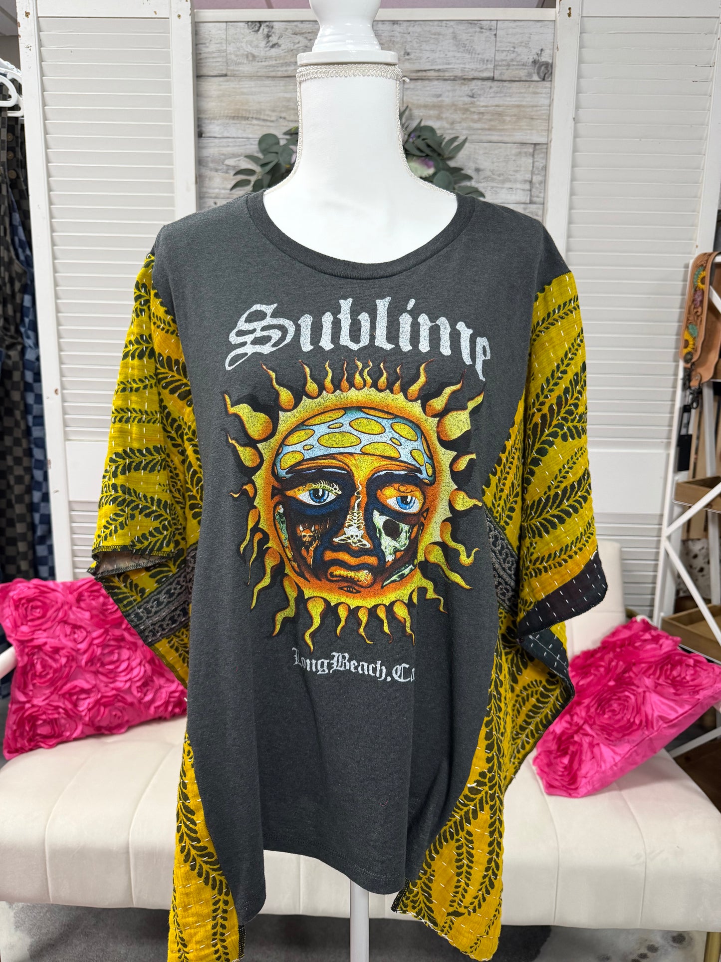 One-of-a-Kind Upcycled Band Tee with Quilt Sleeves