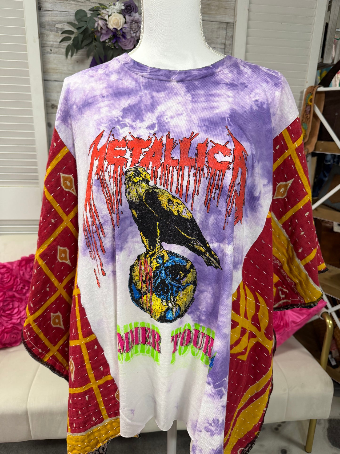 One-of-a-Kind Upcycled Band Tee with Quilt Sleeves