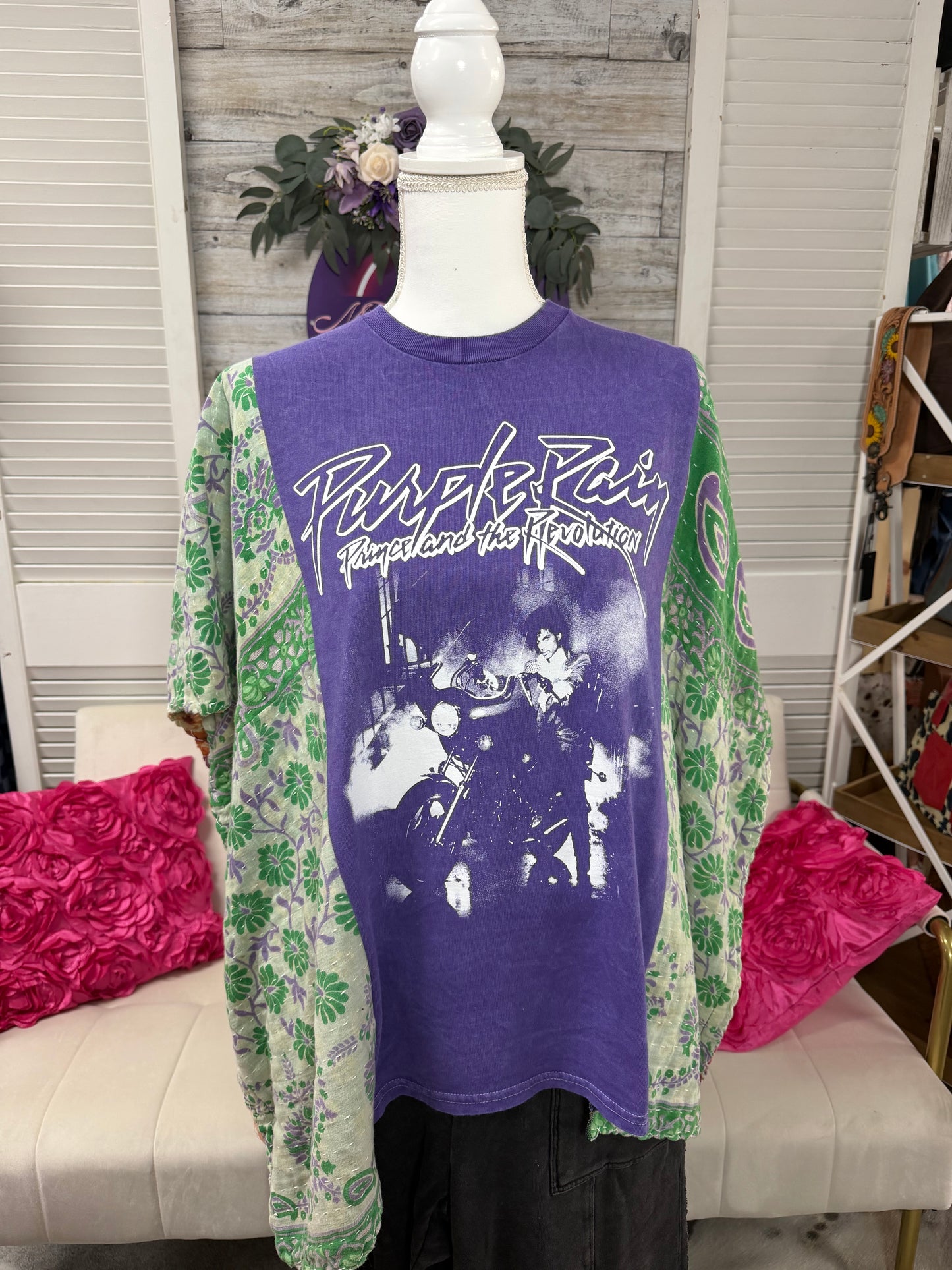 One-of-a-Kind Upcycled Band Tee with Quilt Sleeves