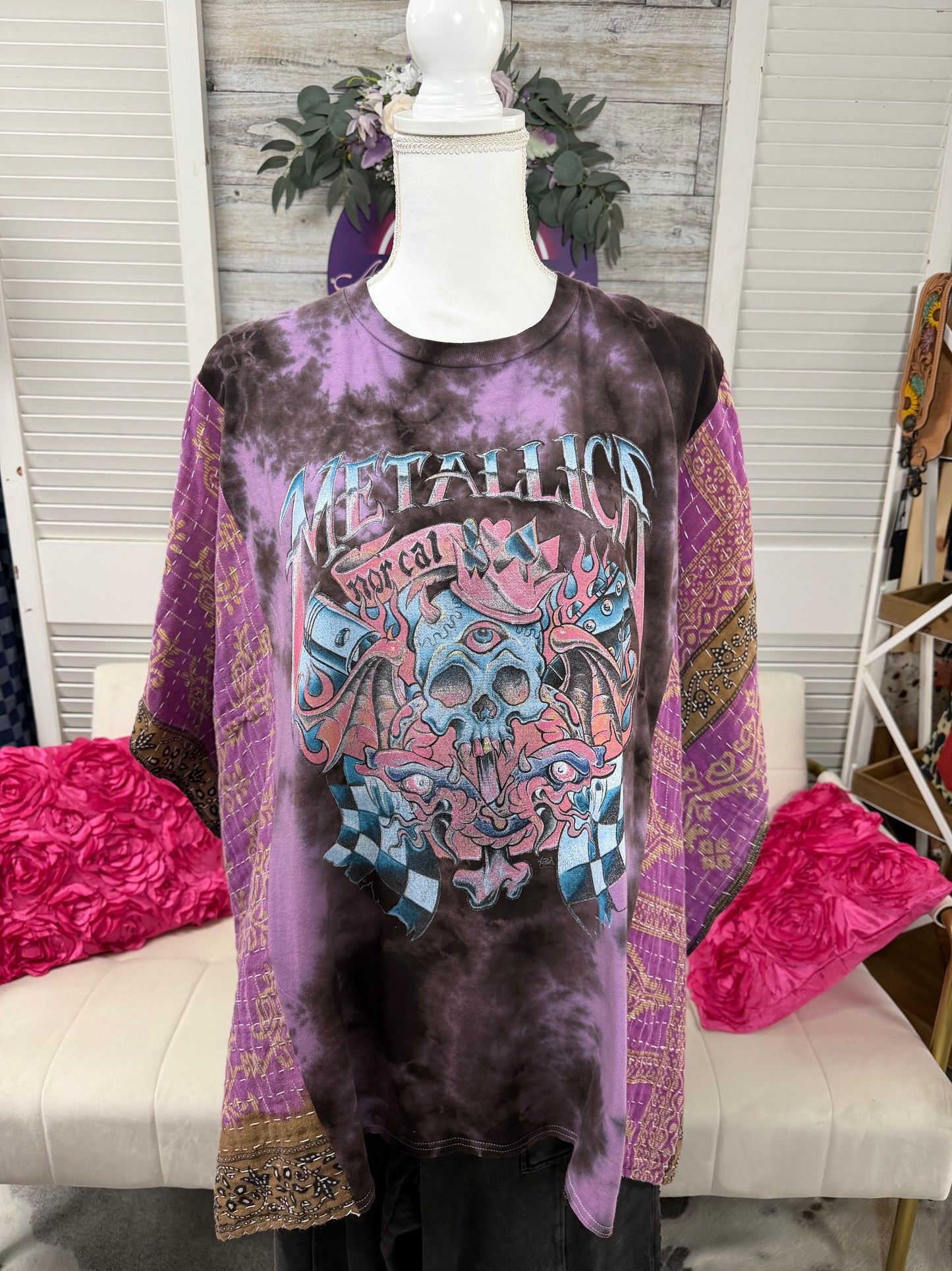 One-of-a-Kind Upcycled Band Tee with Quilt Sleeves