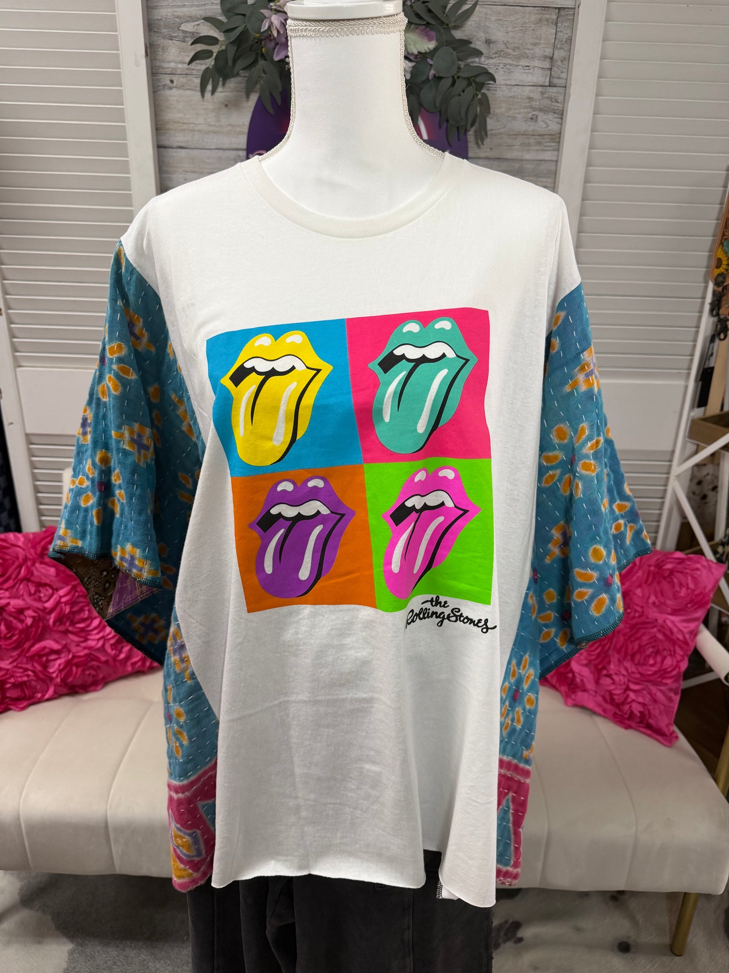 One-of-a-Kind Upcycled Band Tee with Quilt Sleeves