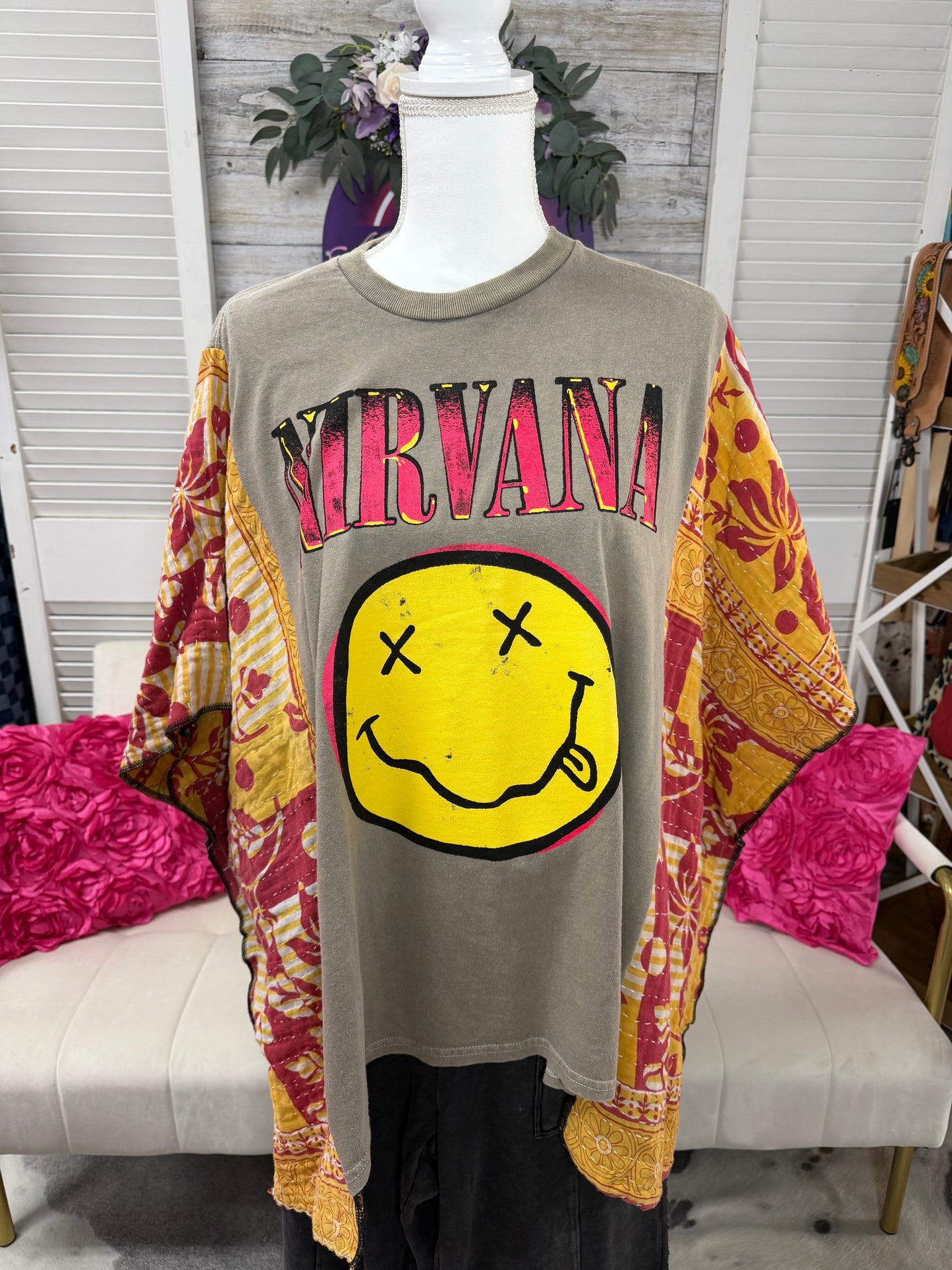 One-of-a-Kind Upcycled Band Tee with Quilt Sleeves