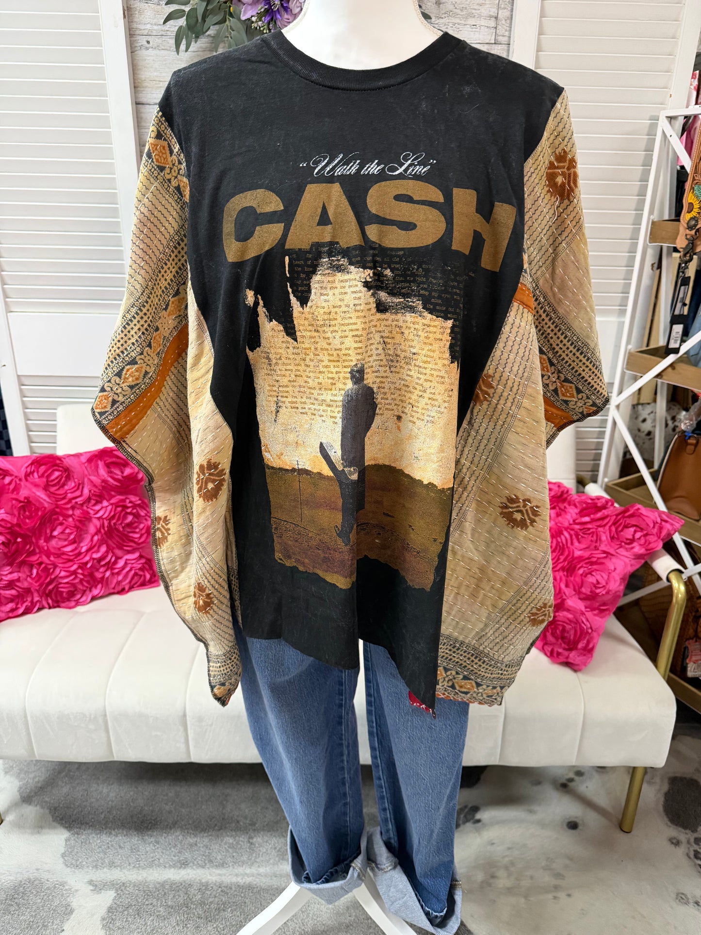 One-of-a-Kind Upcycled Band Tee with Quilt Sleeves