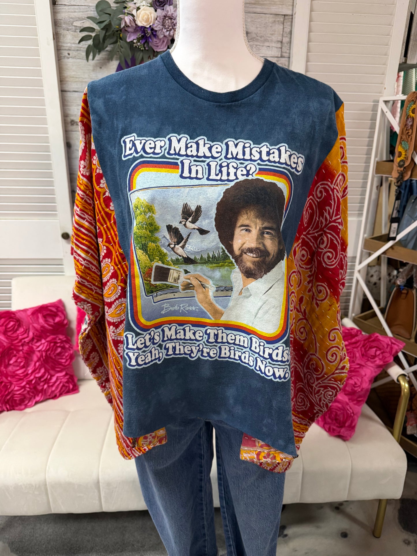One-of-a-Kind Upcycled Band Tee with Quilt Sleeves