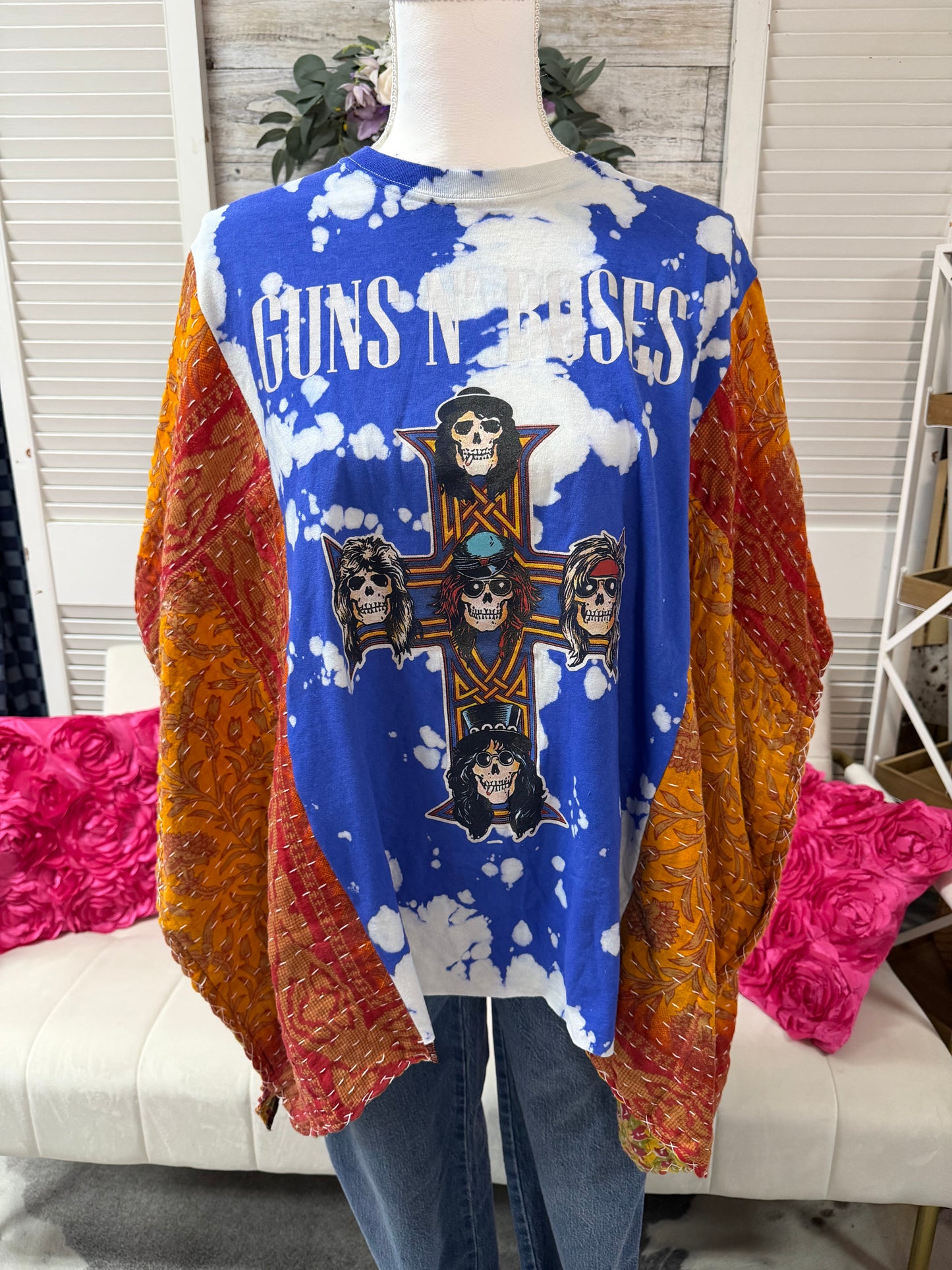 One-of-a-Kind Upcycled Band Tee with Quilt Sleeves