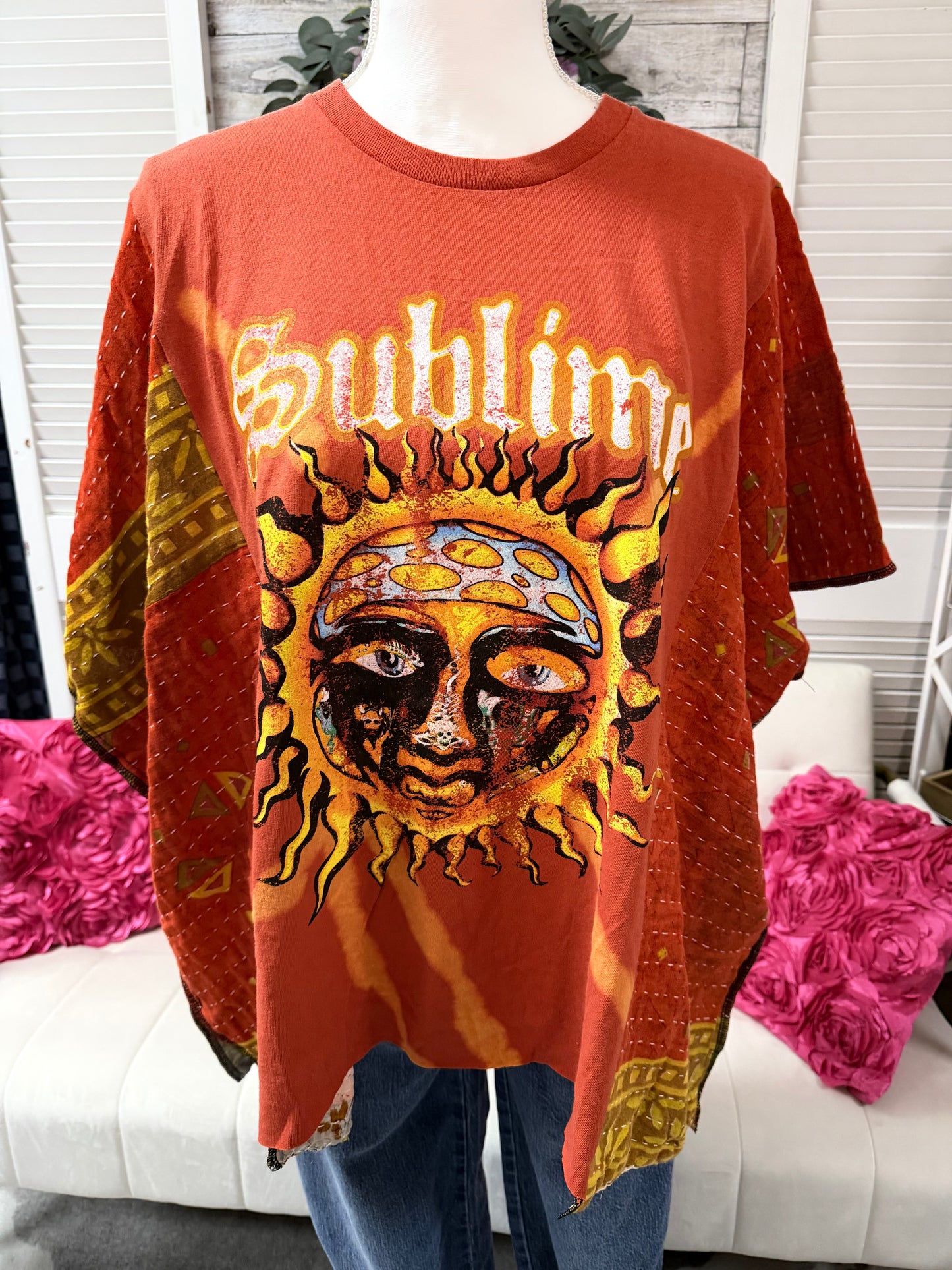 One-of-a-Kind Upcycled Band Tee with Quilt Sleeves