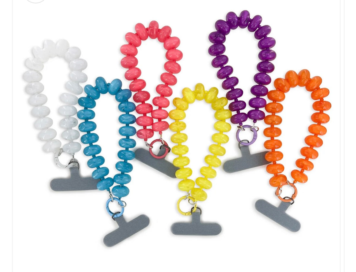 Vibrant Rainbow phone chain wristlet Chunky bead