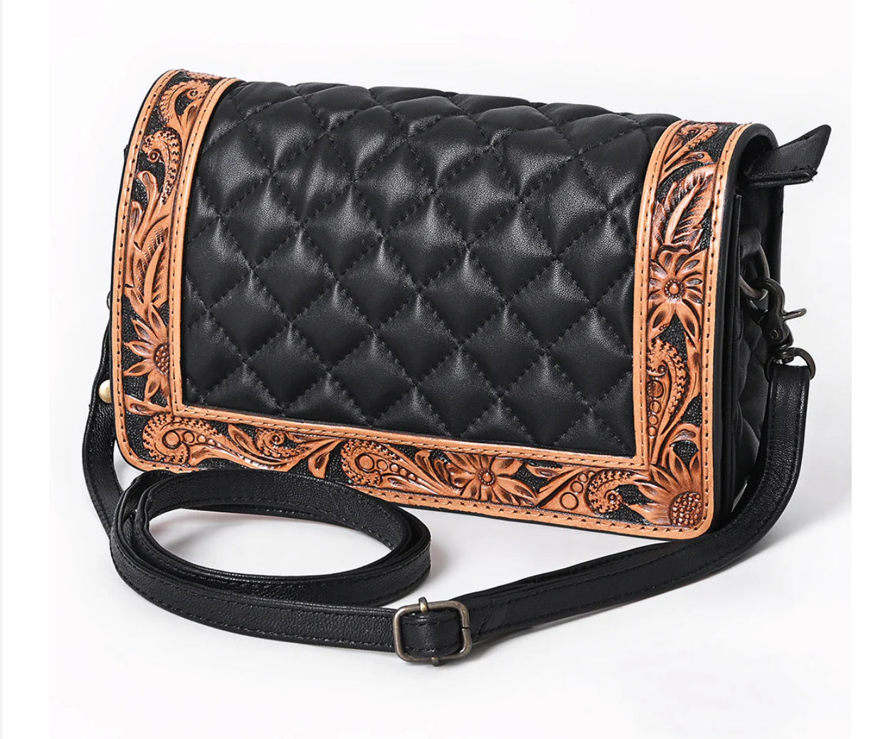 American Darling tooled leather and quilted
