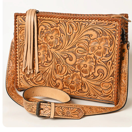 American Darlings Hand tooled leather crossbody