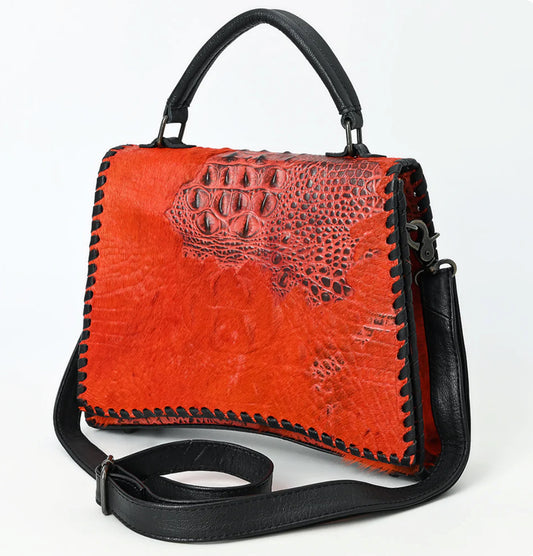 American Darling Embossed Croc leather messenger